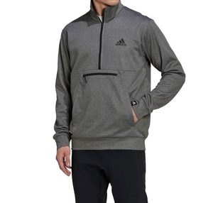Adidas HK9839 Men's 1/2 Zip Heathered Gray Training Sweatshirt Sz M